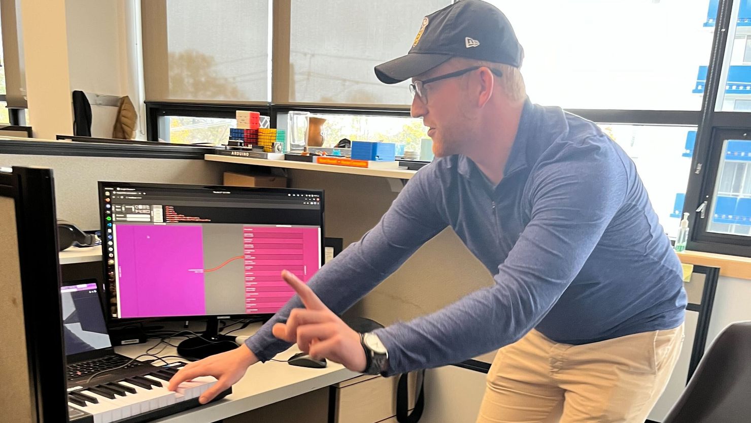 Matt demoing one of his research projects.